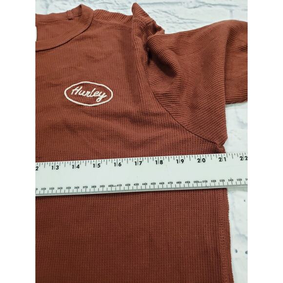 Hurley MENS SIZE M Brown Thermal Waffle Long Sleeve Embroidered Logo Shirt - Picture 5 of 11